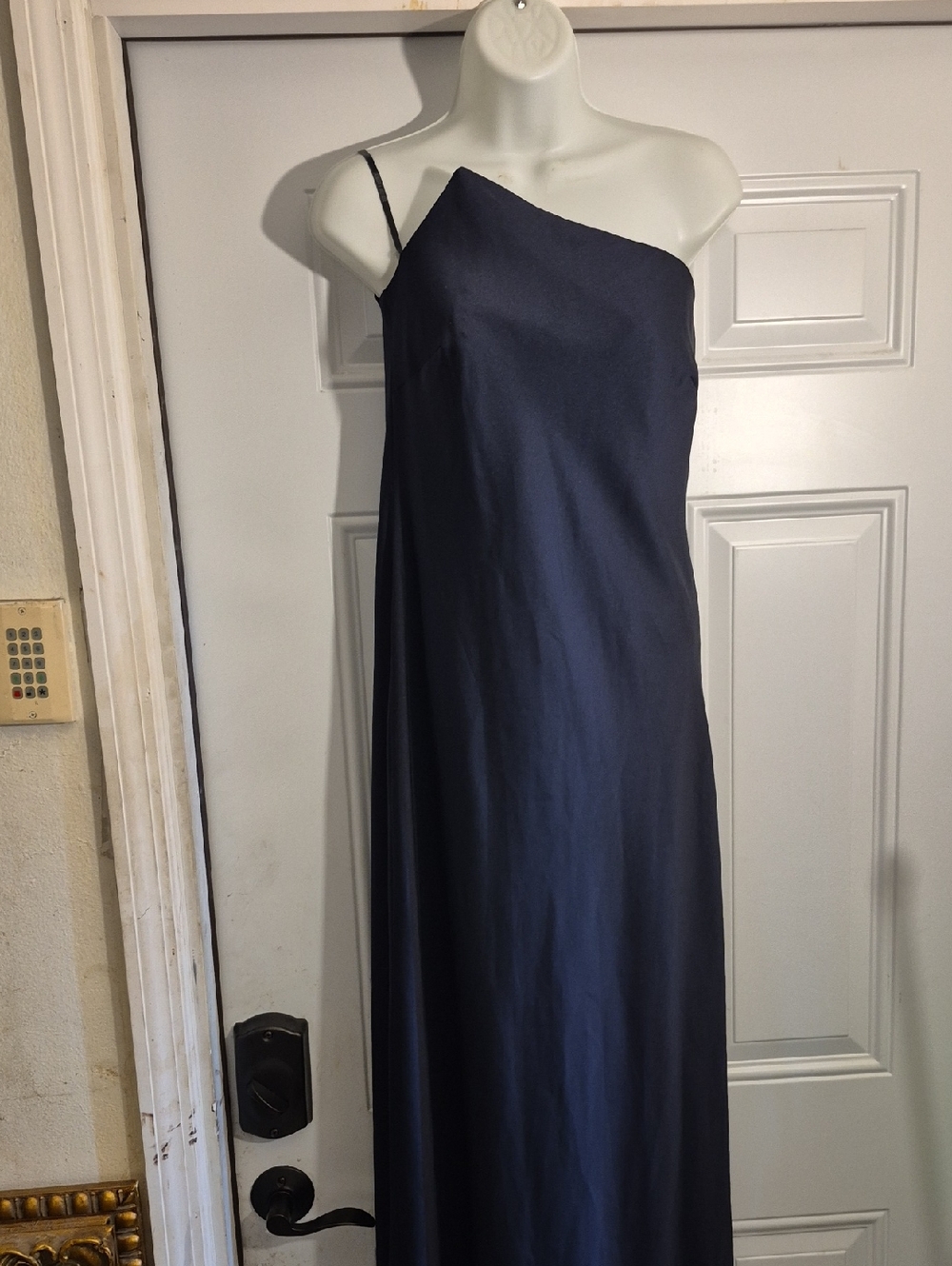 Laundry By Shelli Segal One-Shoulder Navy Slip Dress